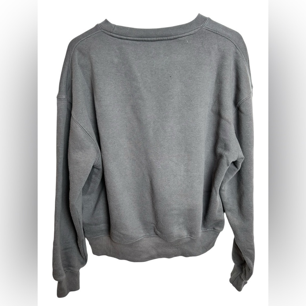 Gray Sweatshirt with Pink 'Après Ski' Print, S, oversized Comfy - Picture 5 of 5